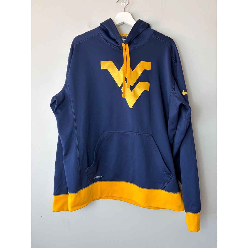 Nike West Virginia Mountaineers Therma-FIT Hoodie Large Navy Blue WVU L